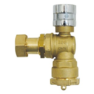 VANNE A SPHERE POUR COMPTEUR D'EAU - EQUERRE A RACCORD INCORPORE - AVEC SYSTEME D'INVIOLABILITE MAGNETIQUE