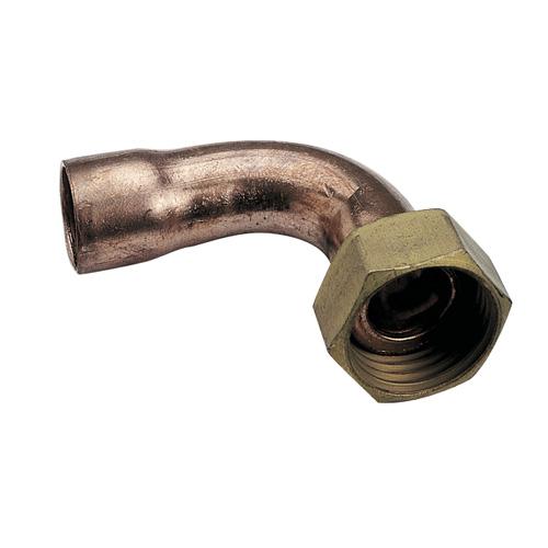 COUDE ECROU PRISONNIER A JOINT PLAT - FEMELLE + DOUILLE CUIVRE