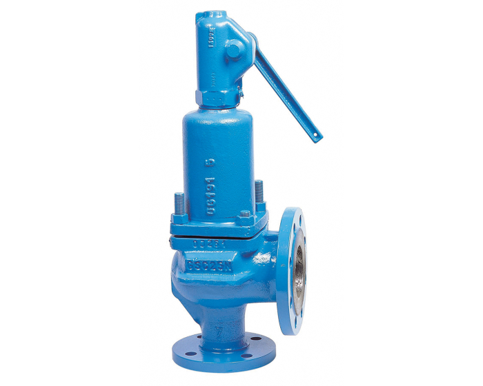 SOUPAPE DE SECURITE A BRIDE - A RESSORT AVEC LEVIER DE DECHARGE - CORPS ACIER AU CORBONE-  CLAPET INOX - PN40