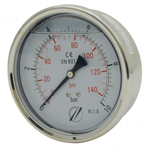 MANOMÈTRE GLYCERINE INOX AXIAL 1/2" Ø100