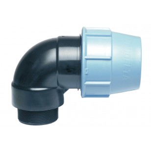 COUDE A 90° MALE PP A COMPRESSION POUR TUBE  PEHD