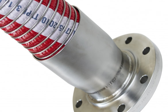 FLEXIBLE COMPOSITE DE DEPOTAGE PRODUITS PETROLIERS - TYPE GGE 14 BAR - EQUIPÉ D'EMBOUT METALLIQUE A BRIDE FIXE ANSI RF - LONG 6m