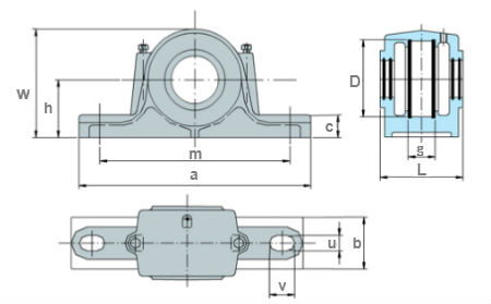 PALIER COMPLET - 3 FIXATIONS - FNL-513-A-SKF